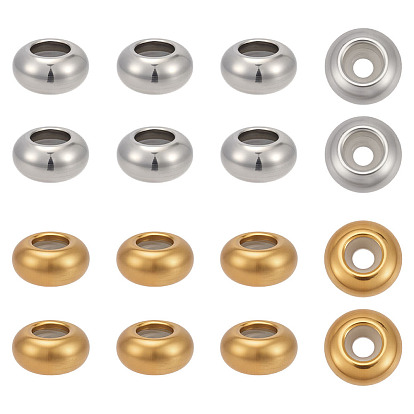 40шт 2 стили бусины из нержавеющей стали, с пластиковым, ползунки, рондель