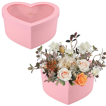 2шт. 2 размеры Пластиковые коробки для упаковки букетов в форме сердца с видимой крышкой, принадлежности для упаковки цветов