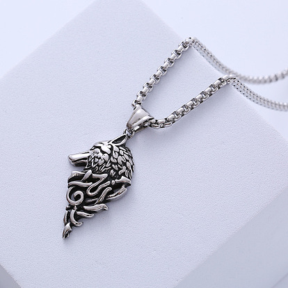 Викинг пират голова волка 304 ожерелья с подвеской из нержавеющей стали, модный аксессуар для мужчин в стиле панк