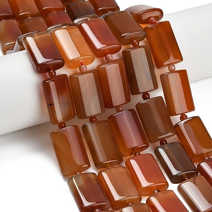 Природного сердолика нитей бисера, окрашенная и подогревом, прямоугольные, с бисером