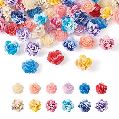 72шт. 2 стиль 6 цвета размытые цветные непрозрачные смоляные кабошоны, роза