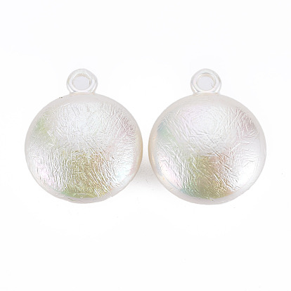 Colgantes de perlas de imitación de plástico abs galvanizado, plano y redondo