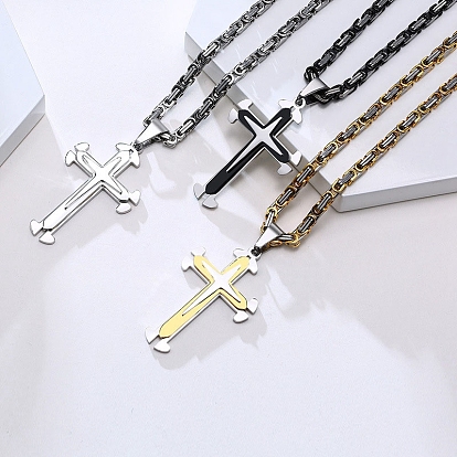 Titanium Steel Byzantine Chain Necklaces for Men