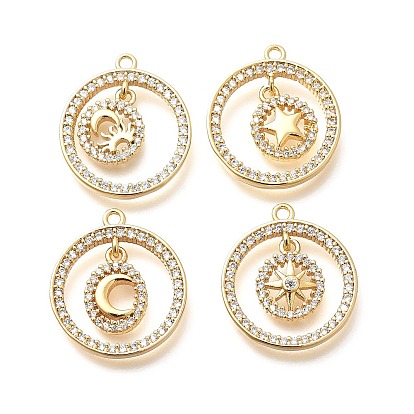 Латунные микро проложить кубического циркония подвески, без кадмия, без никеля и без свинца, реальный 18 k позолоченный, кольцо прелести