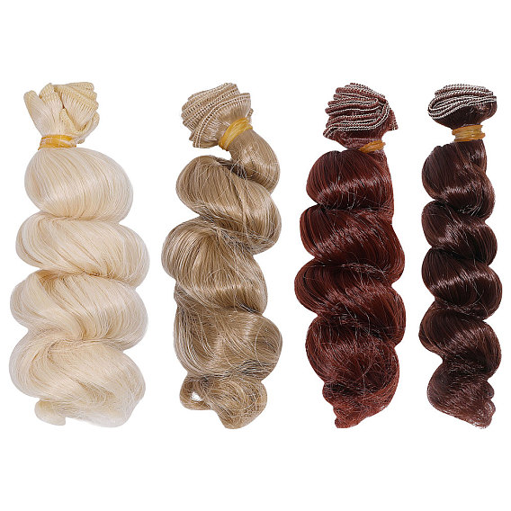 4шт 4 цвета высокотемпературное волокно длинные вьющиеся волосы для кукольного парика, для поделок девушки bjd makings аксессуары