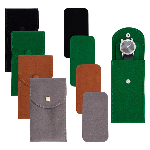 8 шт. 4 стильный бархатный чехол для часов, с кнопкой оснастки, прямоугольные