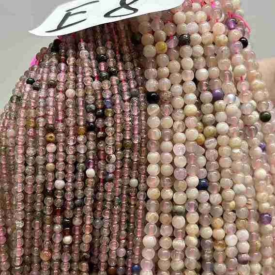 Природные смешанные камень бисер пряди, граненые, круглые, класс А