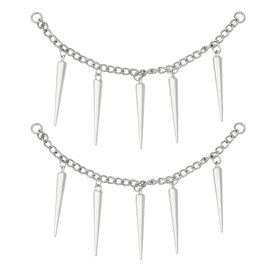 Железная цепочка для украшения обуви, цепь для ботинок с подвеской в форме шипа/конуса из сплава