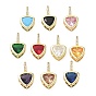 Brass Pave Cubic Zirconia Pendants, Triangle Charms, Long-Lasting Plated, Rack Plating, Lead Free & Cadmium Free, Real 18K Gold Plated