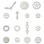 45Pcs 15 Styles 304 Stainless Steel Pendants, Gear & Pointer Charm
