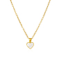 Natural White Shell 304 Stainless Steel Heart Pendant Necklaces for Women