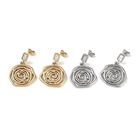 Flower 304 Stainless Steel Shell Stud Earrings, Dangle Earrings for Women
