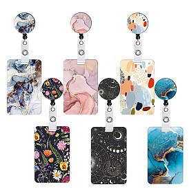 ABS Plastic ID Badge Holder Sets, include Lanyard and Retractable Badge Reel, ID Card Holders with Clear Window, Rectangle