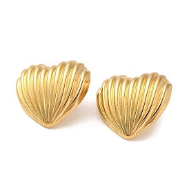 Texture Heart 304 Stainless Steel Stud Earrings for Women