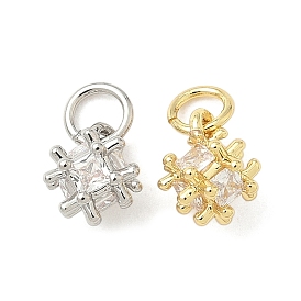 Латунные микро проложить кубического циркония подвески, прелести снежинки, долговечный, без кадмия и без свинца, стойки покрытие, с целью перехода в кольце