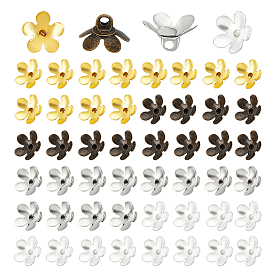 ARRICRAFT 80Pcs 4 Colors Brass Bead Cap Pendant Bails, for Globe Glass Bubble Cover Pendant Making, Flower