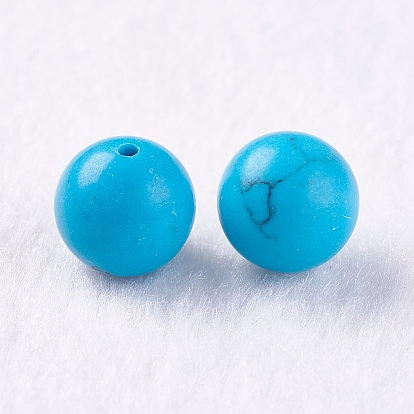 Синтетические бирюзовые бусины, половине просверлил, круглые
