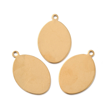 Ion Plating(IP) 201 Stainless Steel Pendant, Oval