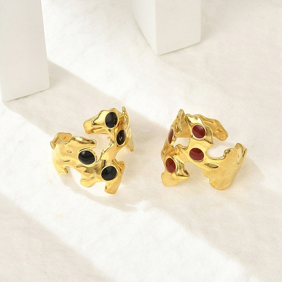 Нерегулярные 304 эмалированные кольца из нержавеющей стали с широким открытым манжетом для женщин, золотые