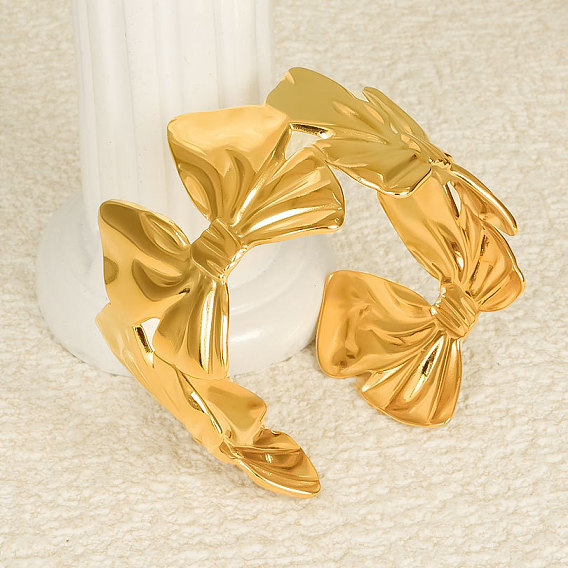 Бант 304 браслеты-манжеты из нержавеющей стали для женщин