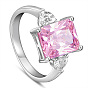 925 Sterling Silver Rings, with Grade AAA Cubic Zirconia, Rectangle and Heart