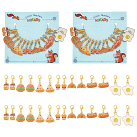 Маркеры для подвесок на тему еды, подвески из сплава эмали крючком с застежкой-лобстером, маркер с замком и кольцом с подвеской в виде винного бокала, разнообразные