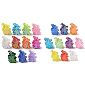 10Pcs Halloween Themed UV Plating Acrylic Beads, Ghost