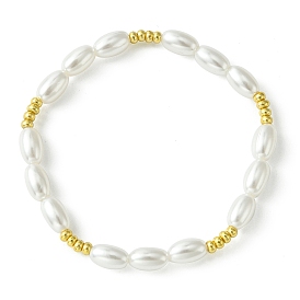 ABS Plastic Imitation Pearl Rice Beaded Stretch Bracelets for Women