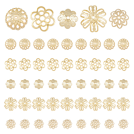 50 шт. 5 стили 304 и 201 колпачки для бусин из нержавеющей стали, цветок, мульти-лепесток