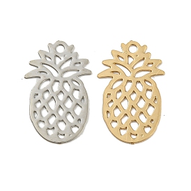 Rack Plating Brass Etched Metal Embellishments Pendants, Long-Lasting Plated, Pineapple