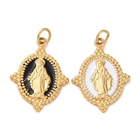 304 нержавеющей стальной эмали подвески, овал с подвеской девы марии, с целью перехода в кольце, ионное покрытие (ip)