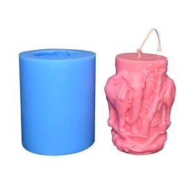 Pillar with Elephant DIY Candle Silicone Molds, for Scented Candle Making