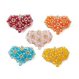 Handmade Glass Seed Beads, Loom Pattern, Heart Pendants