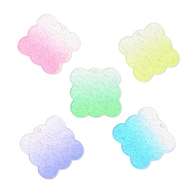 Transparent Acrylic Pendants, with Glitter Powder, Square Charms