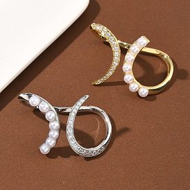 Открытые кольца манжеты из латуни с микропаве и кубическим цирконием, с пластмассовой жемчужиной abs, без кадмия и без свинца, долговечный, стойки покрытие