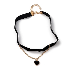 Ожерелья-чокеры из сплава и бархата в форме сердца для женщин, золотые