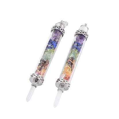 Натуральные драгоценные камни большие остроконечные подвески, изготовление маятниковых подвесок, с кварцевыми бусинами, фурнитура из стекла и латуни , колонка