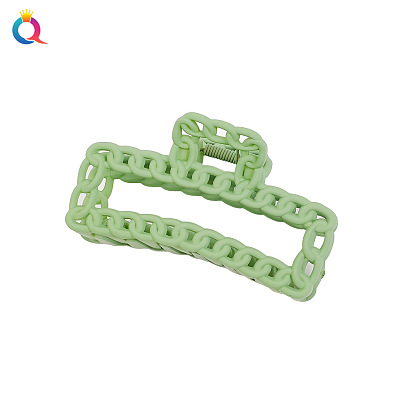 Square Chain Hair Clip with Hollow Design for Updo Hairstyles and Shark Jaw Grip - Matte Finish