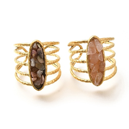 Кольца для женщин с натуральными драгоценными камнями, конский глаз 304 многослойные открытые манжетные кольца из нержавеющей стали, реальный 18 k позолоченный