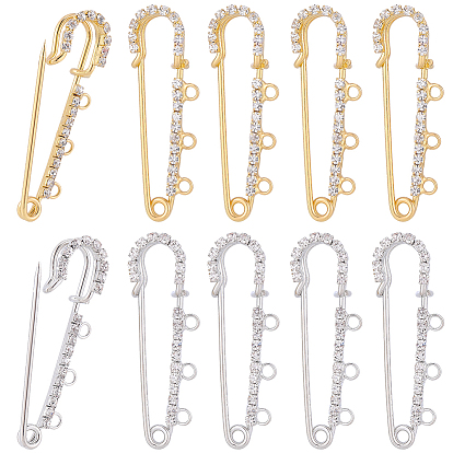 16шт. 2 цветов железные стразы английские булавки, фурнитура для броши