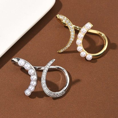 Открытые кольца манжеты из латуни с микропаве и кубическим цирконием, с пластмассовой жемчужиной abs, без кадмия и без свинца, долговечный, стойки покрытие