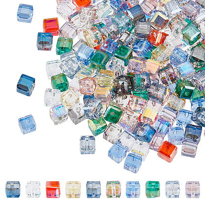200шт граненые прозрачные стеклянные бусины, кубические