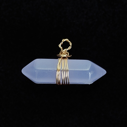 Luminous Glass Pendants, with Copper Wire Wrapped, Bullet