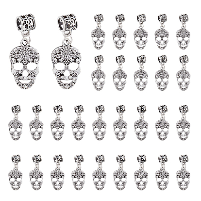 50 шт., европейские подвески из сплава в тибетском стиле, большой кулон дыра, Синко де Майо, череп