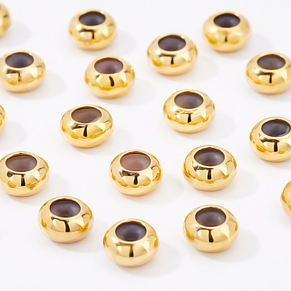 Brass Beads, with Rubber, Rondelle, Slider Beads