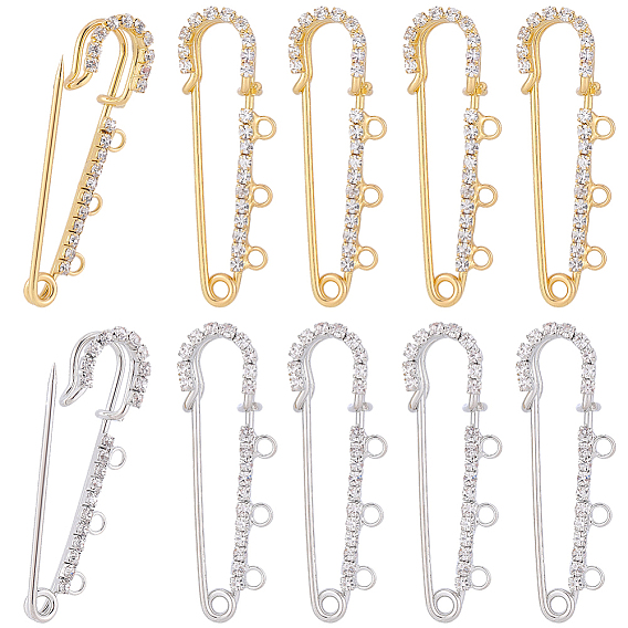 16шт. 2 цветов железные стразы английские булавки, фурнитура для броши