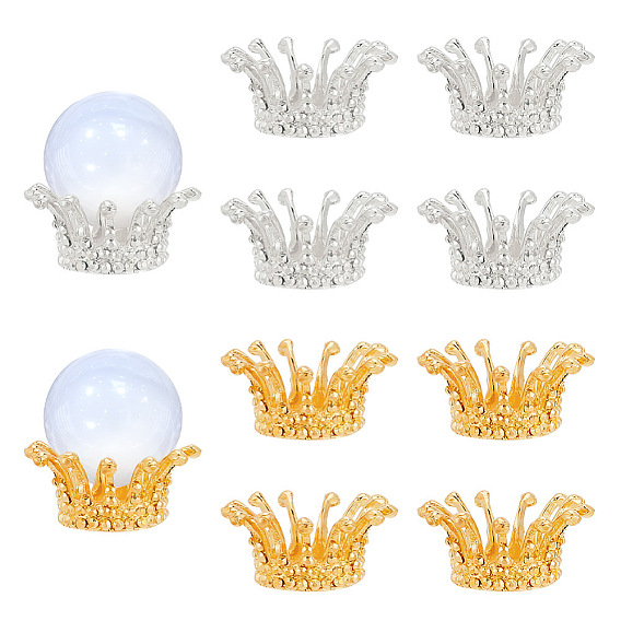 10 шт. 2 цвета цинковый сплав хрустальный шар основание, тонкий держатель хрустальной сферы в виде короны