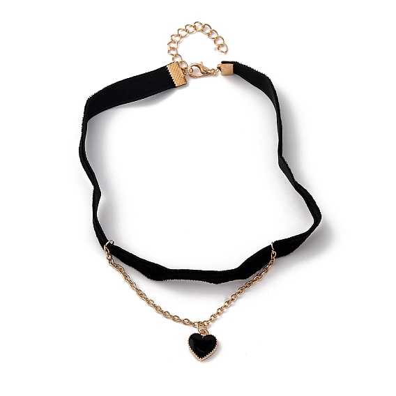 Ожерелья-чокеры из сплава и бархата в форме сердца для женщин, золотые