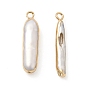 Baroque Natural Keshi Pearl Pendants, Rectangle Charms, with Brass Loops