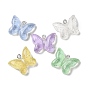 Translucent Resin Pendants, Glitter Butterfly Charms with Platinum Tone Iron Loops